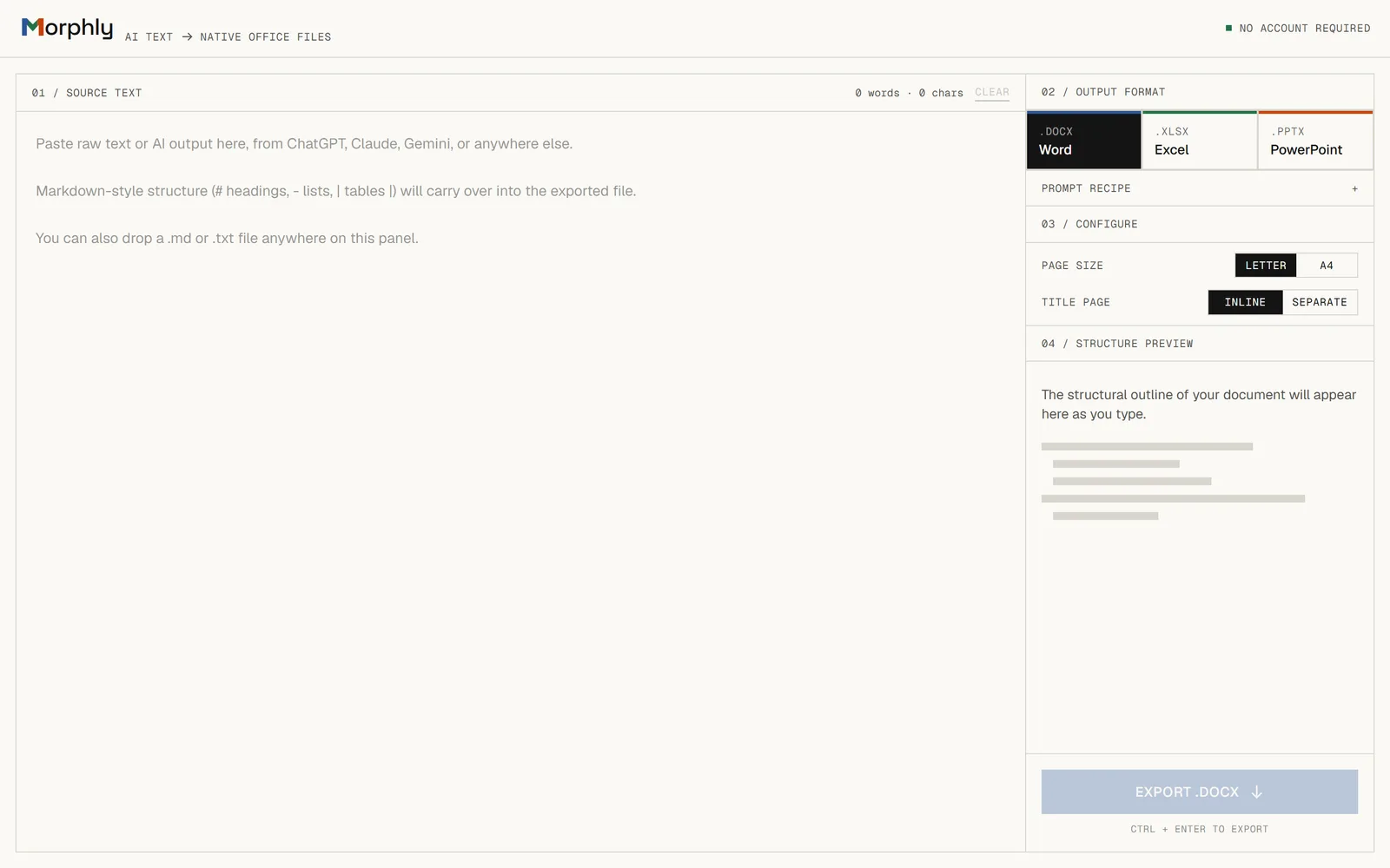 The conversion workspace